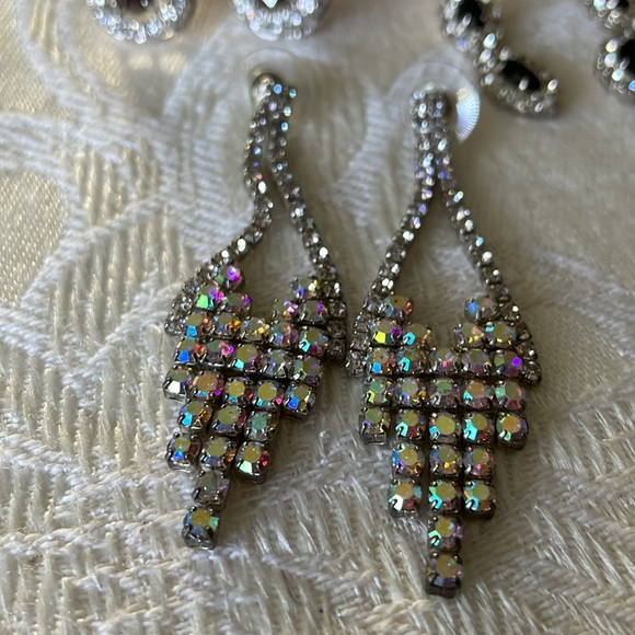 Three Pair Pierced Earrings With Rhinestone Accents - Picture 2 of 3